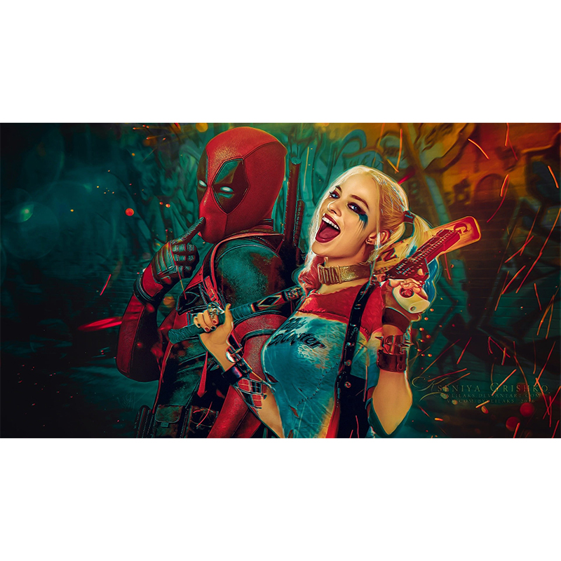 Πίνακας σε καμβά Harley & Dead pool 